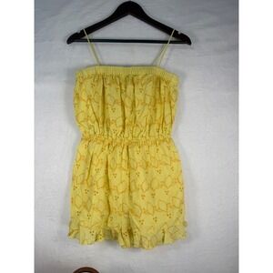 ASOS DESIGN Romper Womens 6 Yellow Excellent Lemon Eyelet Embroidered Ruffle